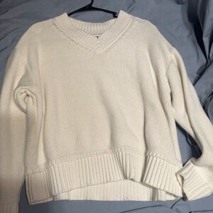 American Eagle Outfitters Cream V-Neck Sweater